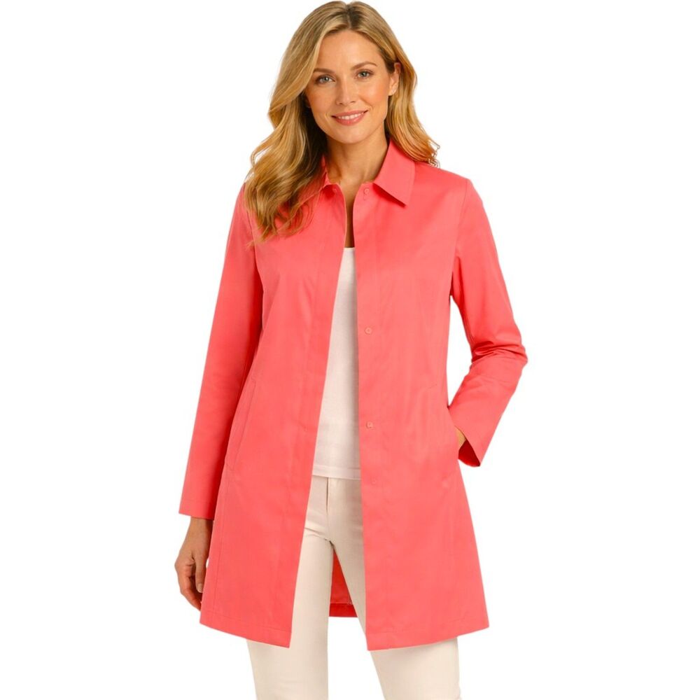 JL Studio Trench  Overcoat Size X (XL) Spring Coral NWOT